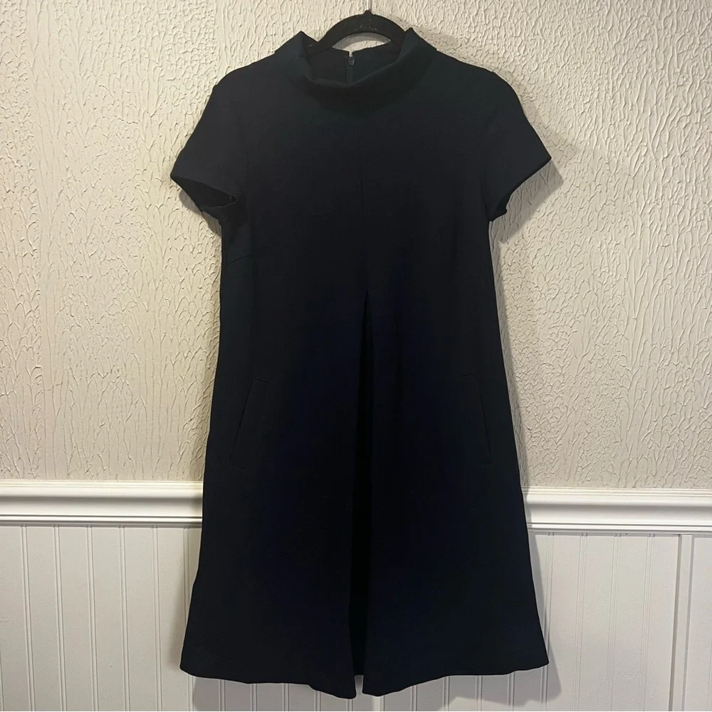 J. McLaughlin Leila NAVY Cap Sleeve Rollover Collar A line dress size X Small - Picture 3 of 12